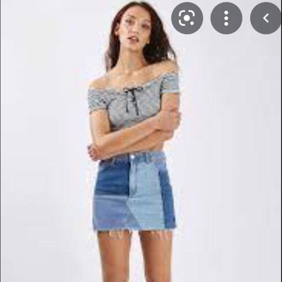 Topshop Moto Patchwork Jean skirt - Picture 1 of 5